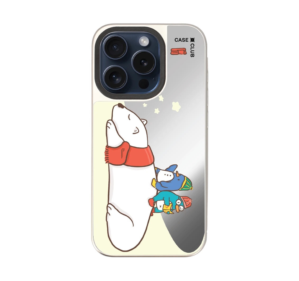 หมีขั้วโลกนอนเล่นกันเพื่อนเพนกวิน